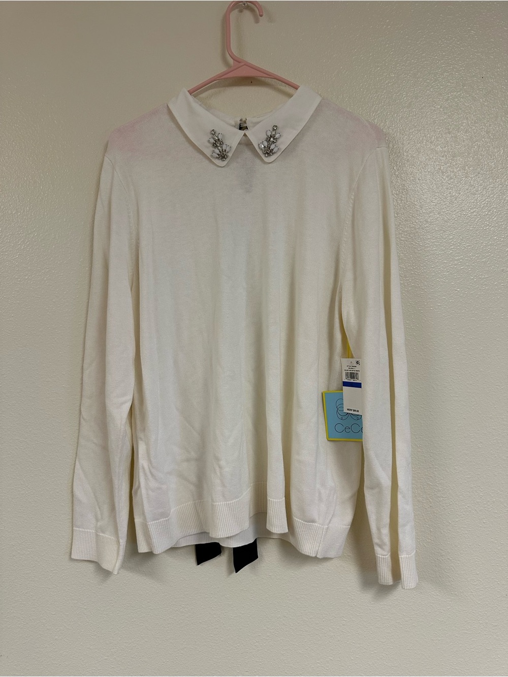 CeCe Embellished Peter Pan Collar Sweater